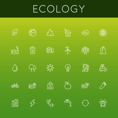 Vector Ecology Line Icons clipart