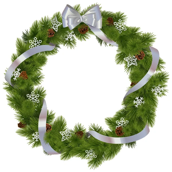 Couronne de Noël vectorielle avec flocons de neige — Image vectorielle