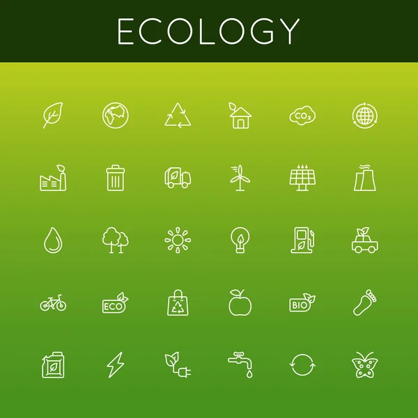 Icônes de ligne d'écologie vectorielle — Image vectorielle