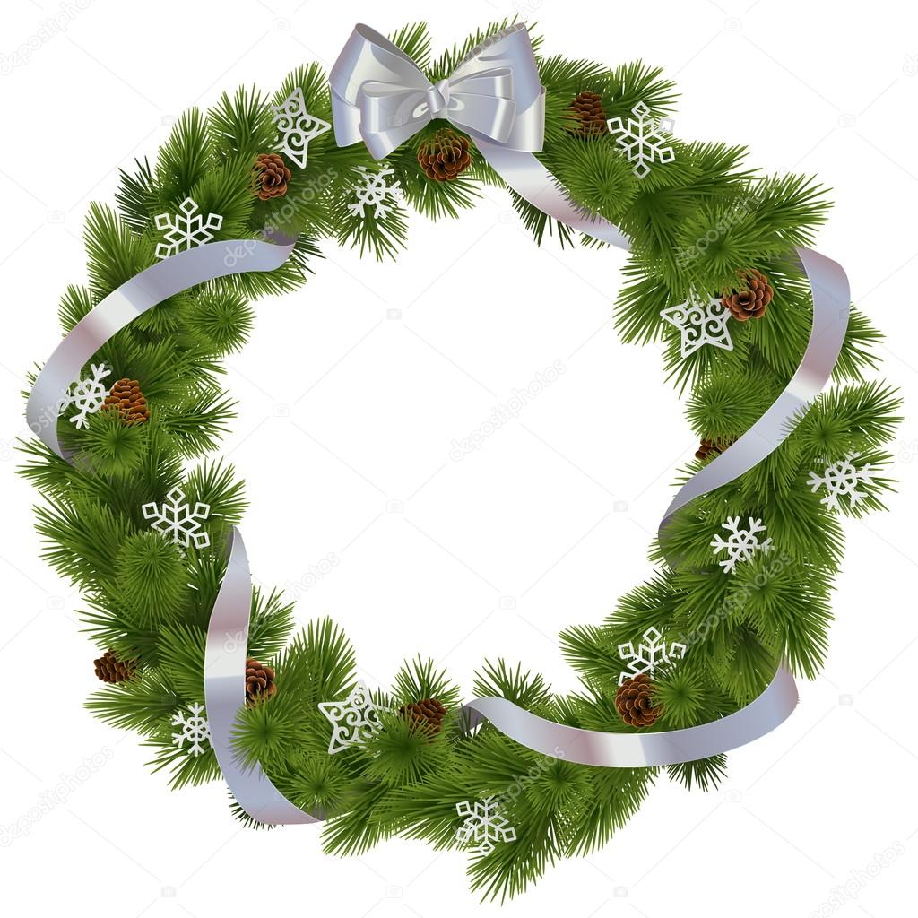 Vector Christmas Wreath with Snowflakes