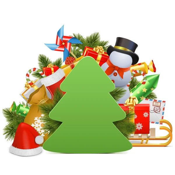 Vector Christmas Concept met papier boom — Stockvector