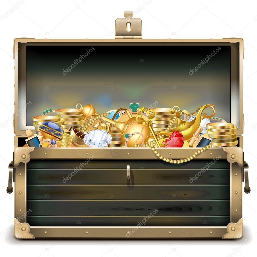Vector Old Wooden Chest with Gold