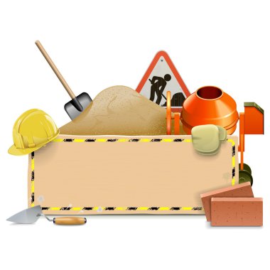 Beton karıştırıcı ile vektör inşaat yönetim kurulu