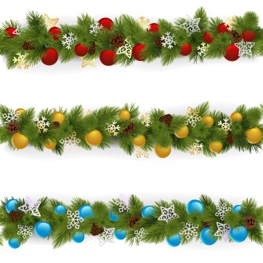 4 vektör Noel kenarlıkları ayarlayın