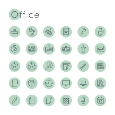 Vektör yuvarlak Office simgeleri