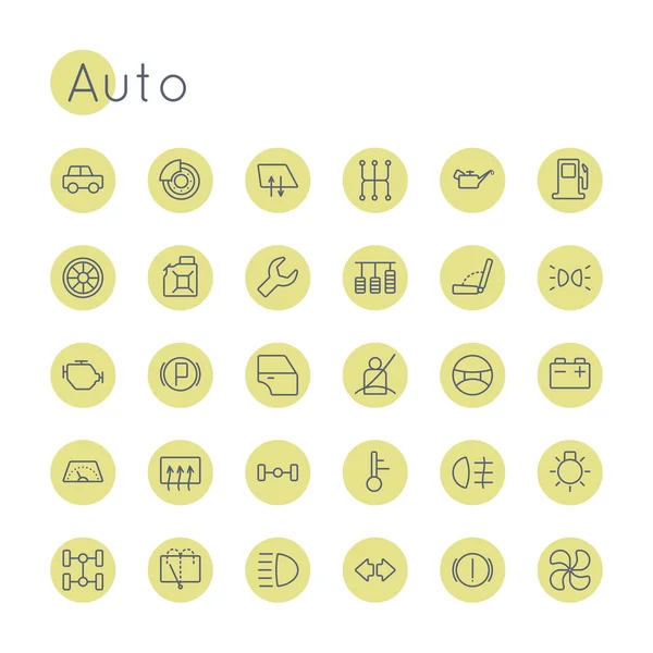 Vector Round Auto Icons — Stock Vector