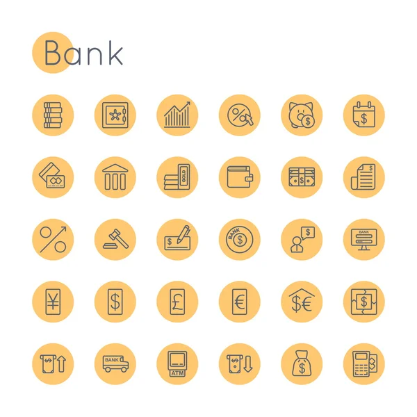 Ícones de banco redondo do vetor —  Vetores de Stock