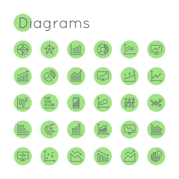 Diagramas redondos vectoriales Iconos — Vector de stock