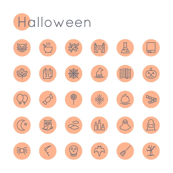Vector redondo iconos de Halloween — Vector de stock