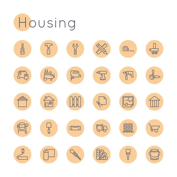 Iconos de vivienda redonda vectorial — Archivo Imágenes Vectoriales