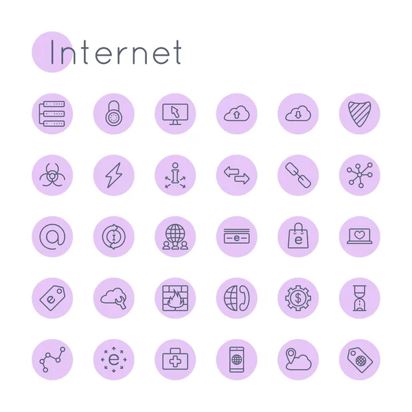 Vector Iconos redondos de Internet — Archivo Imágenes Vectoriales