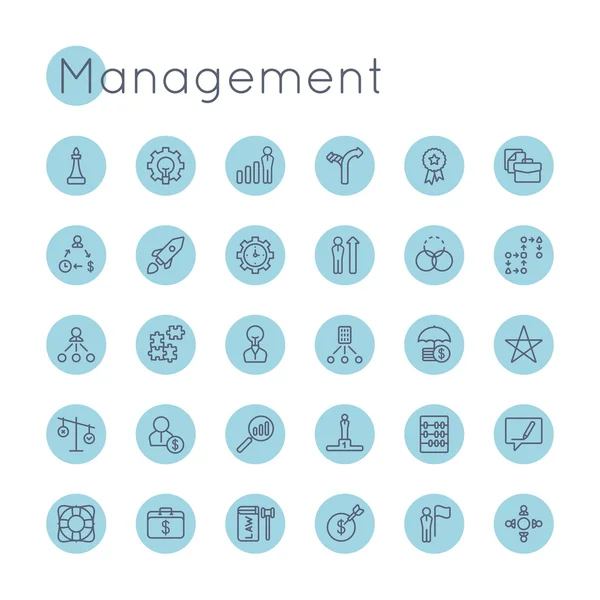 Vector Round Management Icons — Stock Vector