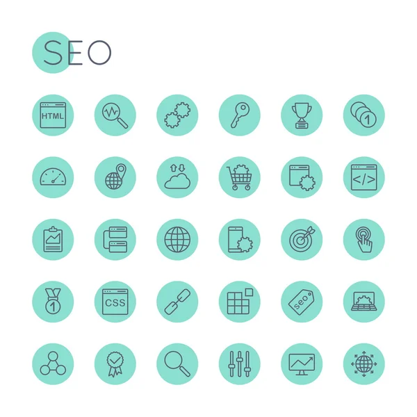 Ícones de SEO Vector Round —  Vetores de Stock