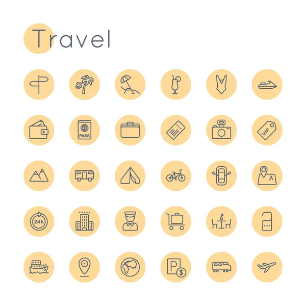 Vector Round Travel Icons — Stock Vector