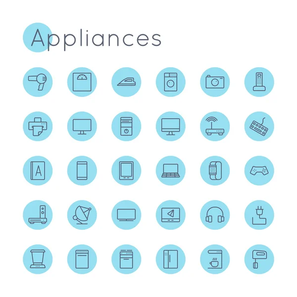 Icone degli apparecchi rotondi vettoriali Illustrazione Stock