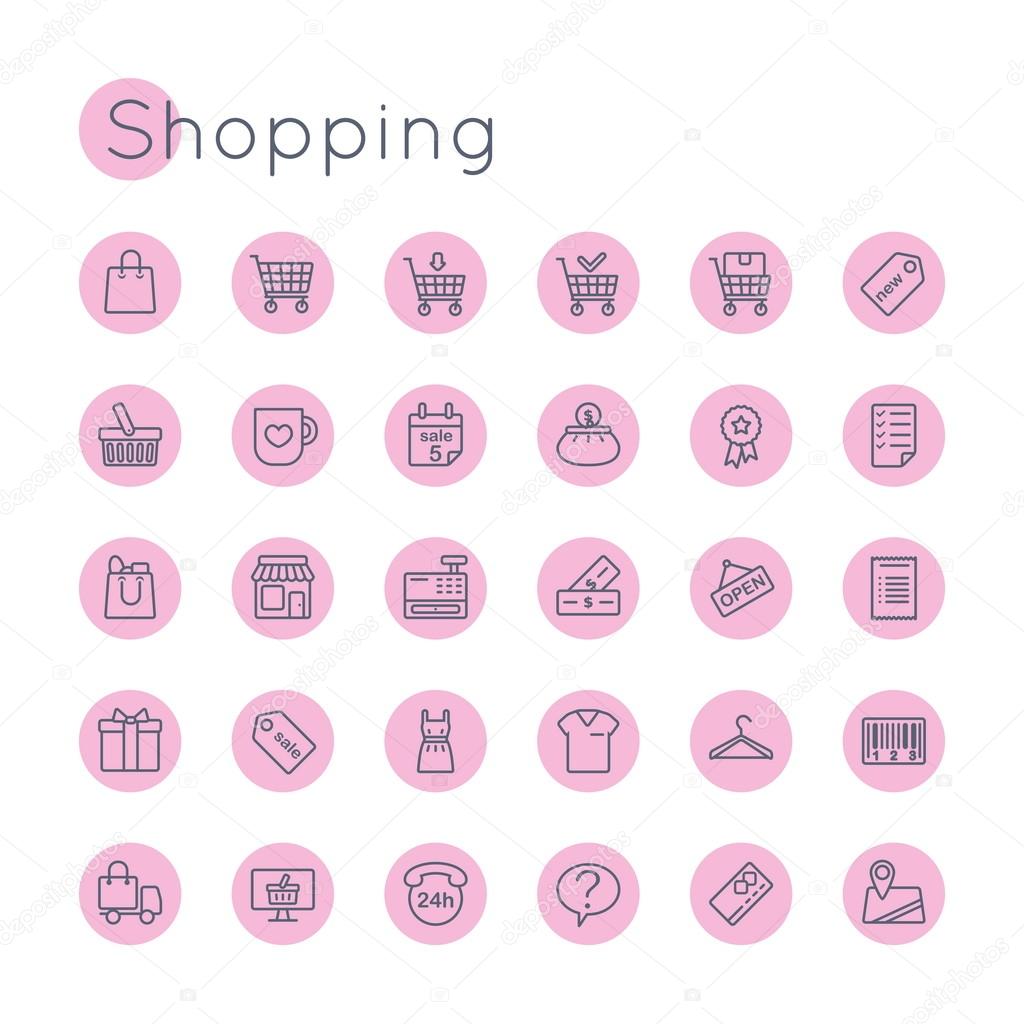 Vector Round Shopping Icons