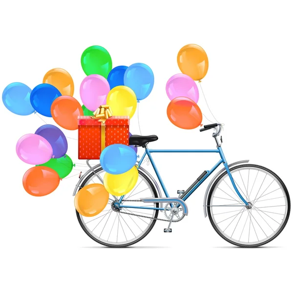 Vélo vectoriel avec ballons — Image vectorielle