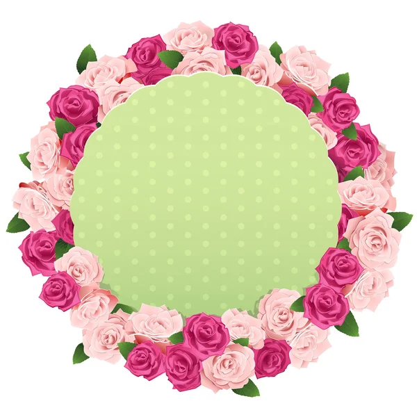 Vector Flower Wreath with Greeting Card — Stock Vector