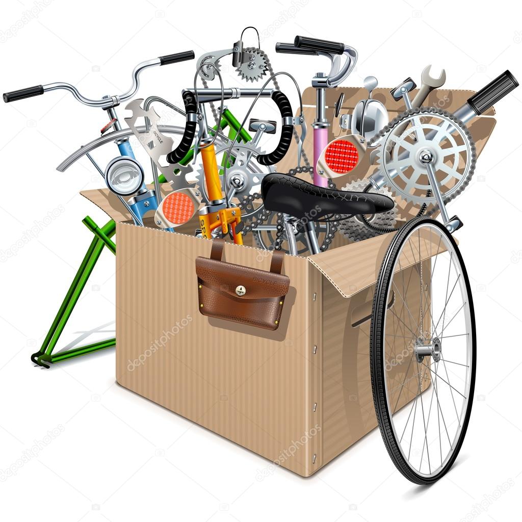 Vector Carton Box with Bicycle Spares