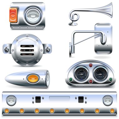 Vector Chromed Truck Parts Set 3 clipart