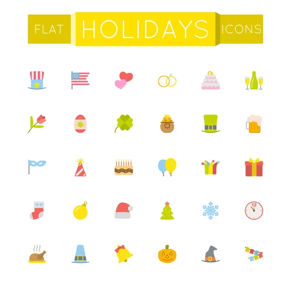 Icônes Vector Flat Holidays — Image vectorielle