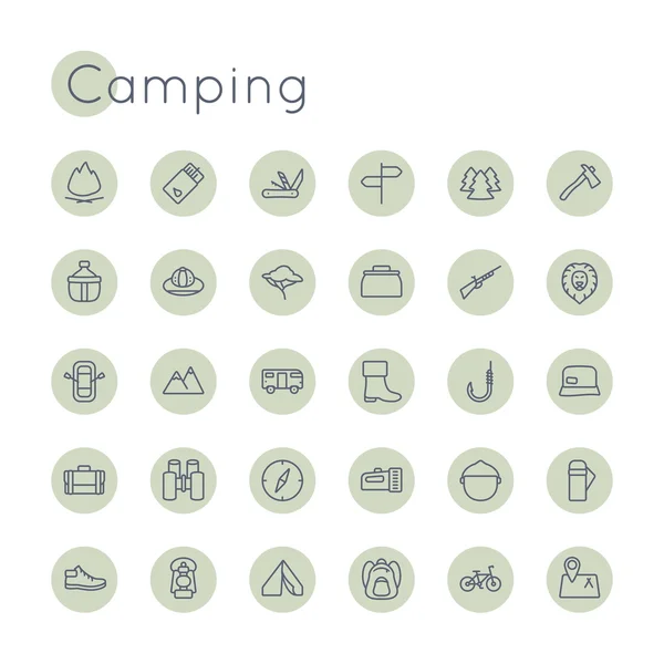 Vector Round Camping Icons — Stock Vector