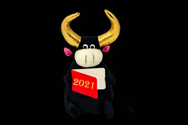 Horoscope Année Taureau Drôle Taureau Aux Cornes Ouvre Livre 2021 — Photo