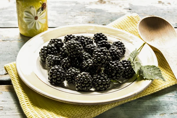 Blaubeeren auf dem Teller — Stockfoto