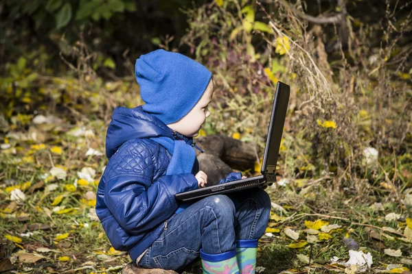 Boy playing laptop — Stock Photo, Image