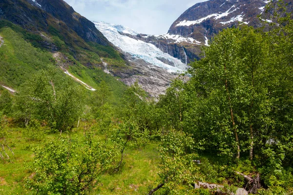 Yazın Büyük Jostedalsbreen Buzulunun Bir Parçası Olan Güzel Boyabreen Buzulu — Stok fotoğraf