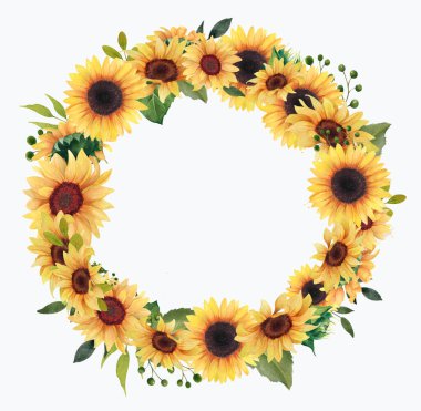 Ayçiçeği Çerçeveleri, Geometri Çerçevesi, Suluboya kliması, Yaz Düğün Dekorasyonu