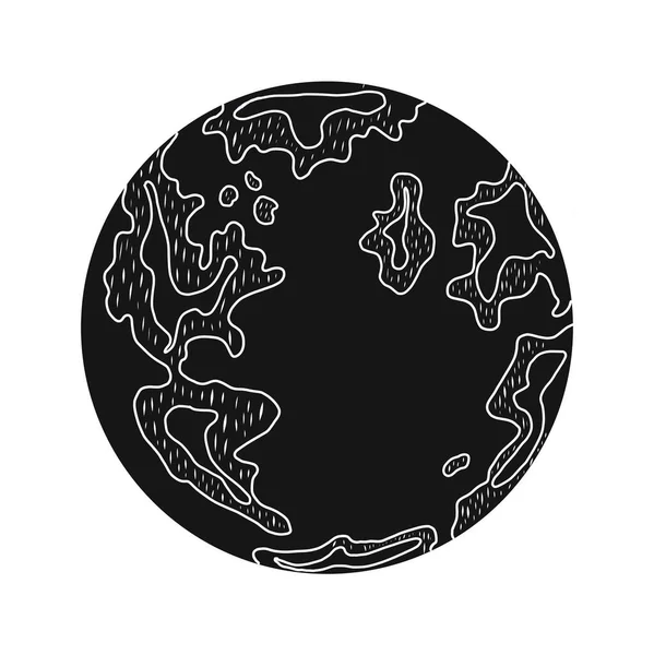 Illustration vectorielle du globe avec des continents dans le style de la gravure. Les pays sont dessinés avec des lignes blanches sur un fond noir. — Image vectorielle