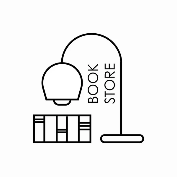 Logo template for a bookstore or society of book lovers. Vector illustration in the style of minimalism.isolated on a white background.There is an open book under the lamp — Stock Vector