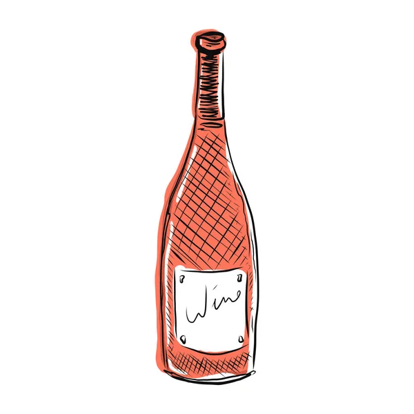 Ручной рисунок векторного рисунка красного вина. Векторная иллюстрация, нарисованная вручную, выделена на белом фоне. для плакатов, футболок, дизайна меню и баннеров — стоковый вектор