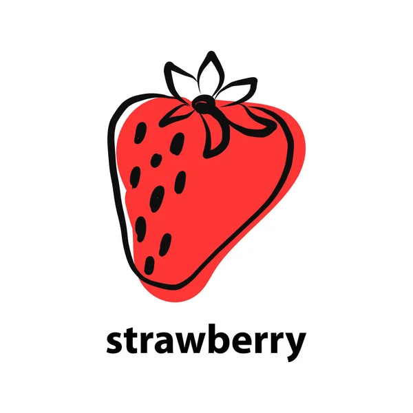 De vector van de bosbessen. vers rood zomerfruit. Verpakking ontwerp sjabloon logo en embleem - siroop en topping. Logo in trendy handgetekende stijl. Stockillustratie