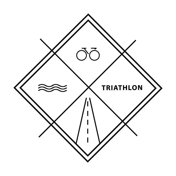 Triathlon emblems and design elements. lineart illustration on white background. vector for clother, posters, souvenir products for clubs and fans — Stock Vector