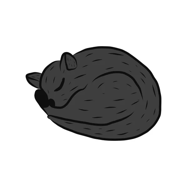 Сонная кошка - векторная иллюстрация. Ручной стиль. изолированные на белом фоне — стоковый вектор