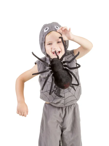 Menino vestido como uma aranha — Fotografia de Stock