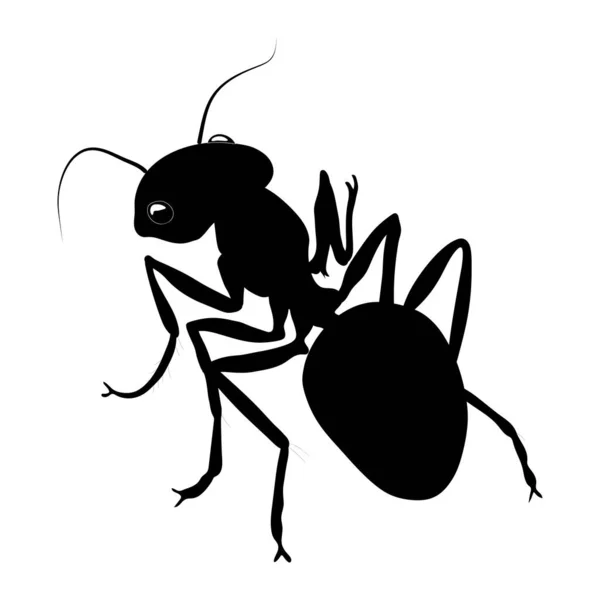 Ameisensilhouette Isoliert Auf Weißem Hintergrund Vektor — Stockvektor