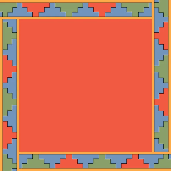墨西哥传统装饰品 正方形框架上有几何图形装饰 古老的传统B — 图库矢量图片