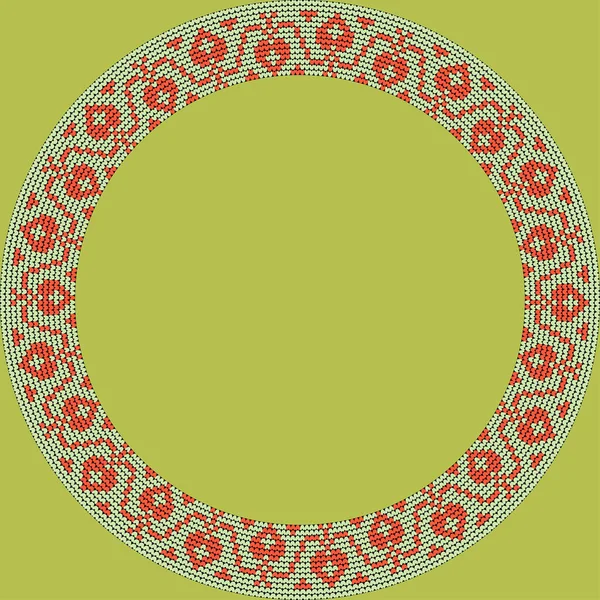 Ornement Traditionnel Norvégien Cadre Rond Avec Ornement Floral Motif Tricot — Image vectorielle