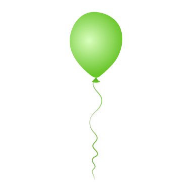 Yeşil helyum balonu. Doğum günü balonu parti ve kutlamalar için uçuyor. Beyaz arka planda izole edilmiş. Vektör.