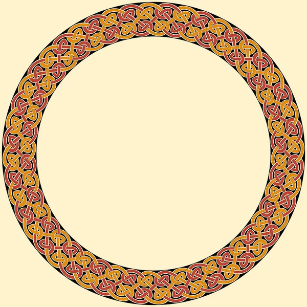 Ornamen Tradisional Celtic Bundar Bingkai Dengan Ornamen Geometris Tradisi Kuno - Stok Vektor