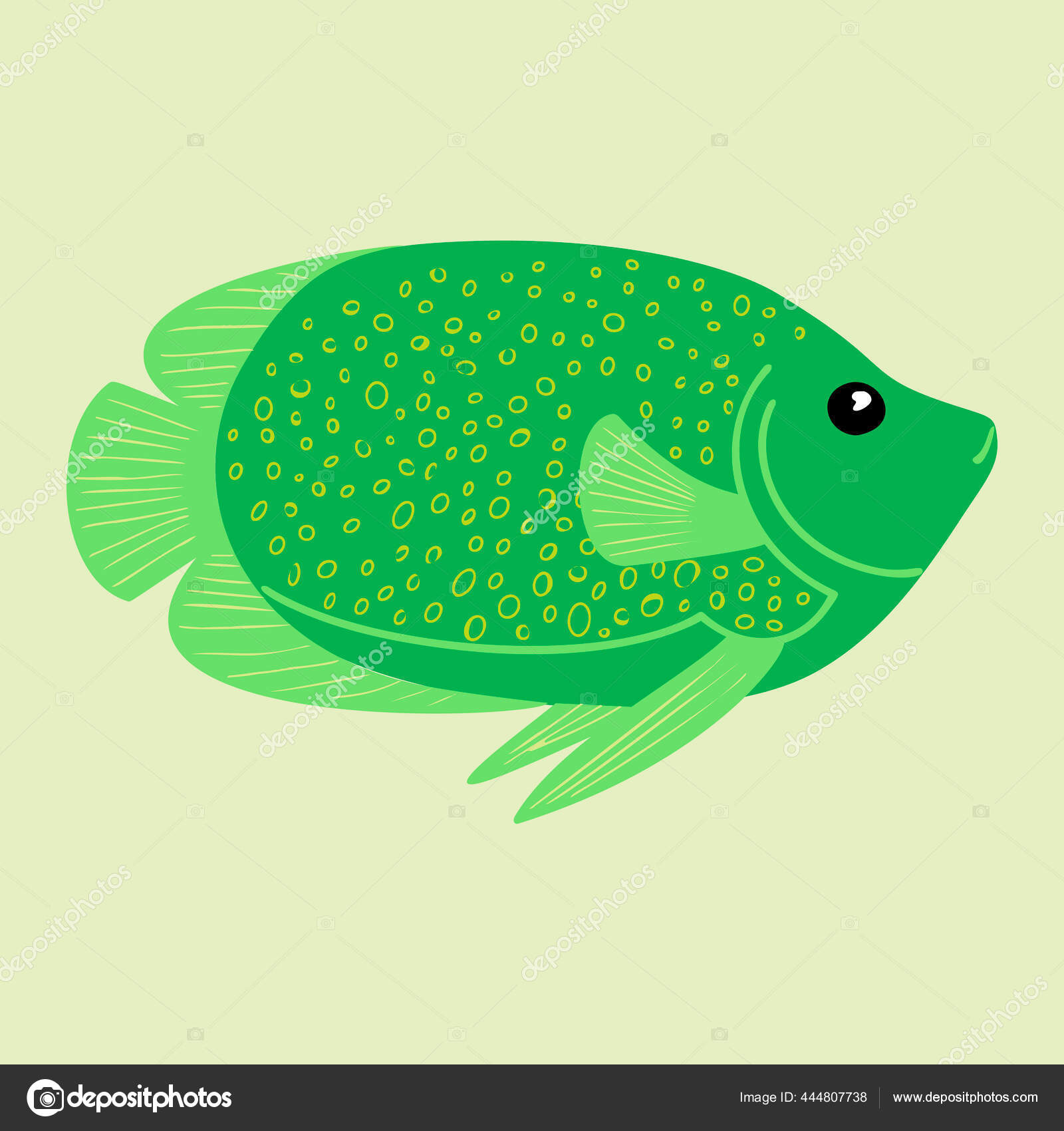 Ilustrasi Ikan Kartun Berwarna Elemen Untuk Desain Musim Panas Vektor Stok Vektor Yuliya Darafei 444807738