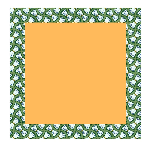 有蝴蝶的老式正方形框架 形体装饰品 新艺术风格 — 图库矢量图片
