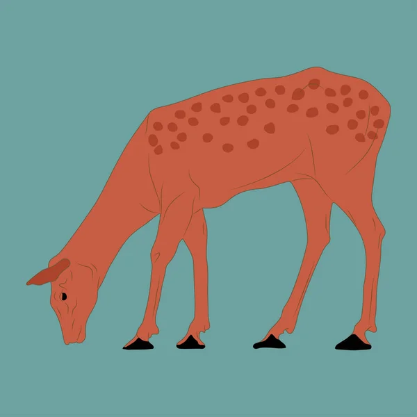 Χαριτωμένο Ελάφι Κέρατα Επίπεδη Διανυσματική Απεικόνιση Σχεδίαση Ζώων Κινουμένων Σχεδίων — Διανυσματικό Αρχείο