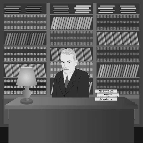 Portret Johna Broadusa Watsona Bibliotece Własnymi Książkami Ręcznie Rysowana Ilustracja Ilustracje Stockowe bez tantiem