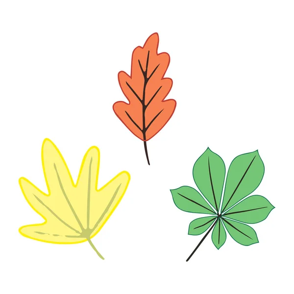 Kleurrijke Cartoon Herfst Bladeren Illustratie Element Voor Herfstontwerp Vector — Stockvector