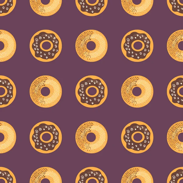 Padrão Sem Emenda Com Donuts Design Desenho Animado Simples Vetor — Vetor de Stock