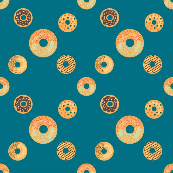 Padrão Sem Emenda Com Donuts Design Desenho Animado Simples Vetor — Vetor de Stock